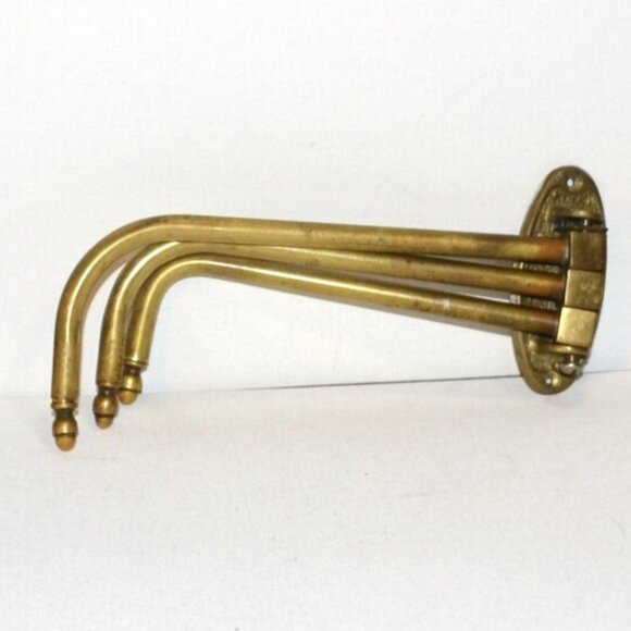 Vintage Brass 3 Arm Swivel Arms Kitchen Towels Drying Hanging Retro Decor - Picture 1 of 7